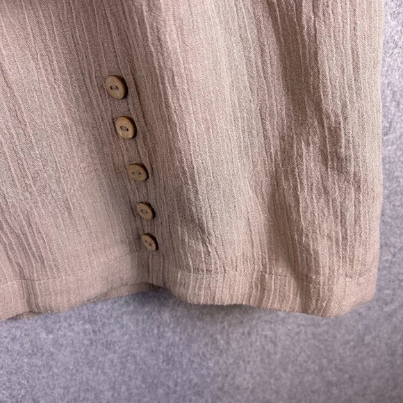 Soft Surrounding Shirt Women's 3X Taupe Crinkle Tunic Button Hem Lagenlook Boho - Picture 11 of 12